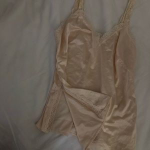 vintage creme lingerie lace tank